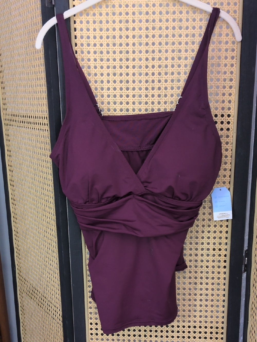 NWT Plum Wrap-Front Tankini Top With Soft Cups